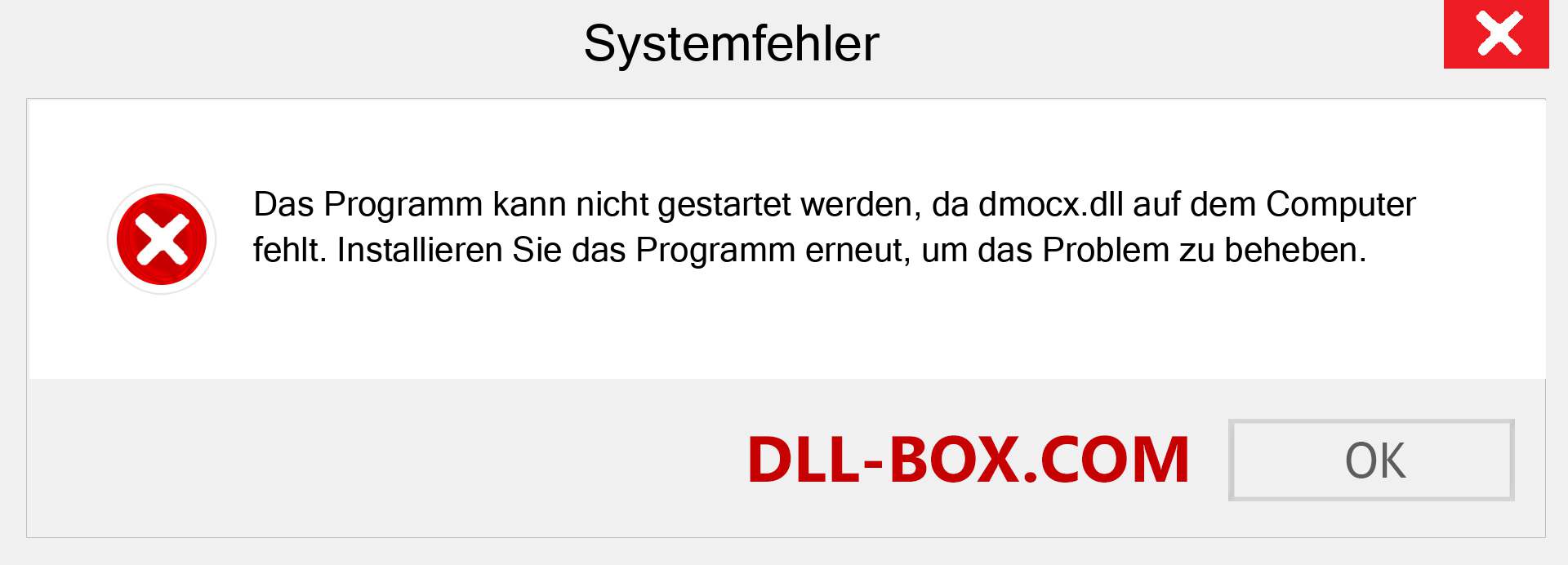 dmocx.dll-Datei fehlt?. Download für Windows 7, 8, 10 - Fix dmocx dll Missing Error unter Windows, Fotos, Bildern